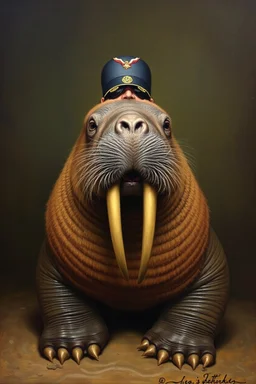 Mexican Hitler on a walrus, painted by Rembrandt