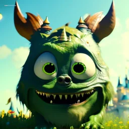 cute disney animation style monster, 8k resolution, ultra hyperdetailed, Unreal Engine 5, very small details, realistic, normal colours, realistic lighting, complex 3d render, cinema 4d