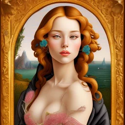 portrait of a beautiful brunette busty woman Sandro Botticelli style