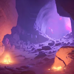 A large glowing purple crystal in the middle of a large cave only lit by the crystal, by Greg Rutkowski