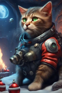 sweet dreams of the neanderthal space cadet strangle hold cyberpunk cat xmas with club and cave fire in the style of fallout 4