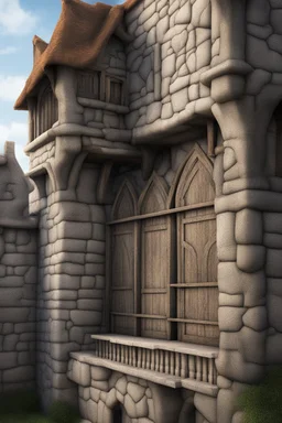 fantasy medieval side wall with balcony