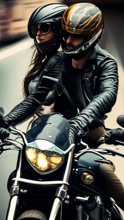 A couple in motorcycle