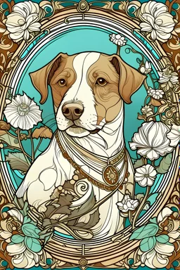 Jack Russell in the style of mucha
