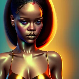 rihanna, by Mahmoud Sai, Cartographic, Circuitry, Golden Hour, Closeup-View, 16k, Lumen Global Illumination, Diffraction Grading