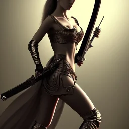 Beautiful women with katana sword