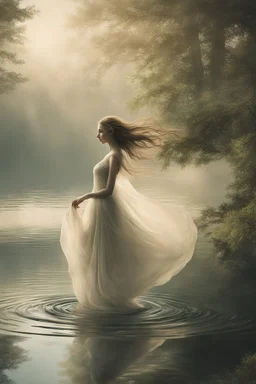 With a deep breath, dearie Fiona let herself be embraced by the water's embrace, her form becoming one with its liquid embrace. The feeling was ethereal, as if the lake itself was a conduit to another realm. She glided with a fluid grace, her movements a reflection of the dance she and Deery had shared in the forest. As the water enveloped her, Fiona's hair fanned out like strands of moonlit silver, creating an otherworldly halo around her. Her skin seemed to shimmer with a natural radiance