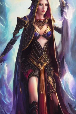 Full body portrait, painting, medium shot lady style of magic the gathering