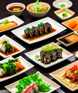 Cocina japonesa de un restaurante llena de personas comiendo