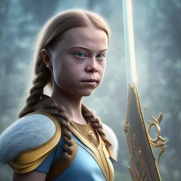  Greta Thunberg portrait as shera sci-fi fantasy style, 8k, dark