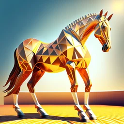 Caballo Palomino cuerpo completo obra de arte hiperredetallado clima soleado arte geométrico 8k