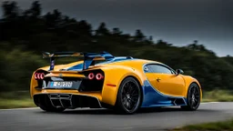 Bugatti BMW rear view fast on road