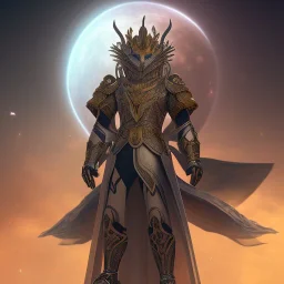 The first image is of the main character's full body. He’s to look like a powerful angel, symbols on his hands glowing, His background should be that of space above with stars and standing on a paradise of a planet. His belt can transform into a white dragon.