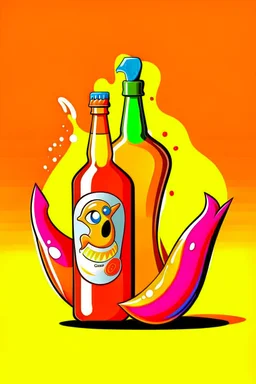 brand campaign for a new drink with orange and chili flavour with a american cartoon style