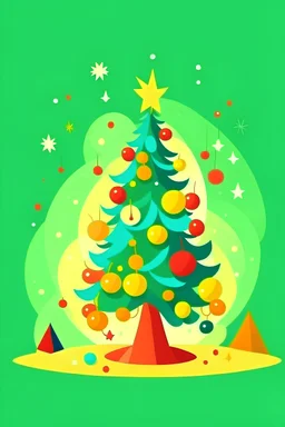 Create me a Christmas postcard in machanic school with christmas tree