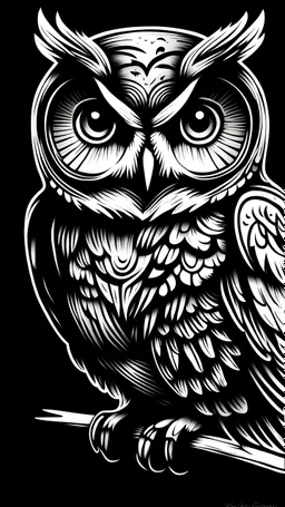drawing owl in dark graffity style