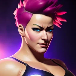 Ultra detailed fullbody Portrait in oil on canvas of overwatch character- ZARYA,extremely detailed digital painting,intense stare, extremely detailed face, crystal clear eyes, mystical colors ,perfectly centered image, perfect composition, rim light, beautiful lighting,masterpiece ,8k, stunning scene, raytracing, anatomically correct, in the style of Steve Jung and robert e howard and Wizyakuza and Ohrai Noriyoshi and Simon Bisley and uncannyknack and kilory.