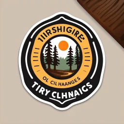 logo for a shop that installs tires and does oil changes, inside a shape with squared top and rounded bottom, in the style of national parks stickers