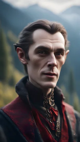 portrait of yodeling vampire in the Carpathian mountains ,bokeh like f/0.8, tilt-shift lens 8k, high detail, smooth render, down-light, unreal engine, prize winning