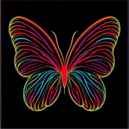 symetry!!, butterfly!!, view from a side, wings waving, logo, NFT, futuristic, curves, lines, simple, gradient