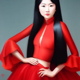 Full body portrait, painting, medium shot lady Mandopop