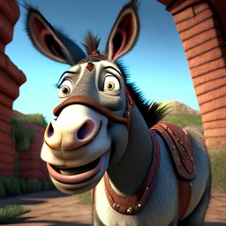 Cartoon of a full-bodied donkey 4k