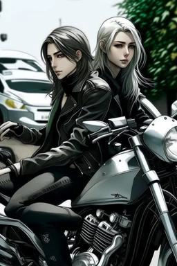 2 girl with motorcycle
