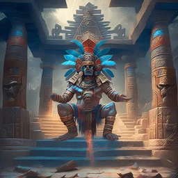 a magical fantasy god in an aztec temple