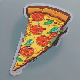 pizza slice, sticker, caricature