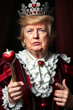 donald trump as the queen of hearts from alice in wonderland