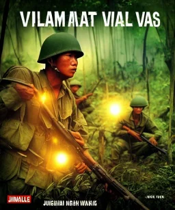 vietnam war. jungle. cd cover. bokeh. lens flare. warm lights. high detailed