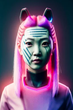 portrait, Asian cyborg woman, samurai warrior :: symmetry photography, cyberpunk style, pink hair, wires conveying, perfect eyes, samurai helmet, tiger mask, black samurai army, katana, japanese traditional ornaments, pink, white, black, glow eyes, cinematic, Ultra realistic, dark scene, soft color, highly detailed, unreal engine 5, RTX, ultra detail, 3d, finely drawn, high definition.