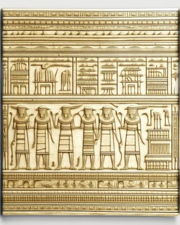 Ivory color ancient ruins designed in ancient Egyptian hieroglyphics painted by Zosan