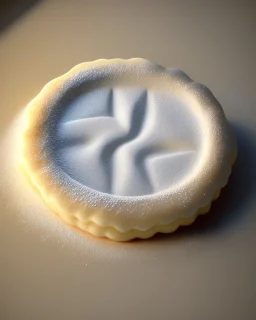 a thin and round flour pastry. Realistic photo. HD. Glowing. 3d style.