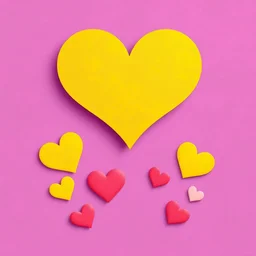 Create big yellow heart and solid valentine background