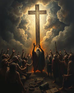 Bosch painting style, nightmare , sinners people suffering in hell crying for mercy , dramatic, great quality picture with cinematic scenes , show only heavy clouds in the background
