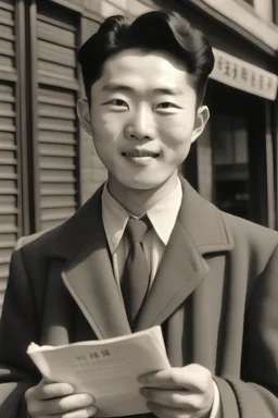 젊은 한국 남자 전신