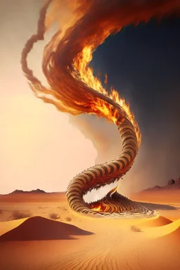 Spiraling column of fire chasing Isrealites across the desert