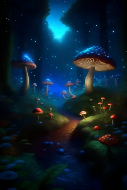 (Beautiful starry night with full moon inside the multi-color mist covering magic forest, hedgehog is walking on the path past mushrooms and mose), DOF, anti-aliasing, post processing, post production, detailed and intricate, tone mapping, cgi, sfx, vfx, hyper maximalist, hyper realistic, volumetric, photorealistic, ultra photoreal, ultra-detailed, intricate details, 8k, super detailed, full color, volumetric lightning, surrealism, full detail, ray tracing, best quality, extremely detailed