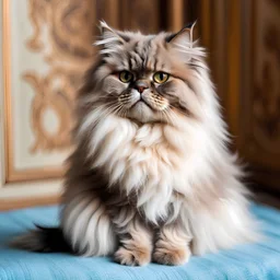 персицкий пушистый кот сидит