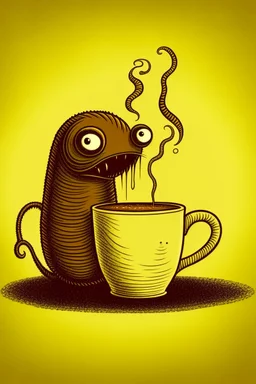 leech drinking coffee