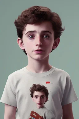 Timothee chalamet toddler, full body, jump, bokeh, hyper realistic