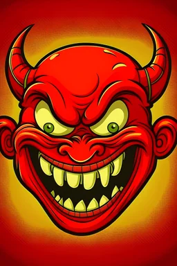 Generate a little funny devil face using old school cartoon art