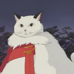 beautiful smooth realistic Japanese samurai robot cat body, run on dark cosmos background, cat еye, extremely sharp detail, finely tuned detail, ultra high definition, 8 k, unreal engine 5, ultra sharp focus, accurate sword wings, positive smile, lot of details, fit within portrait, Ambiance dramatique