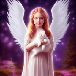 Angel holding cat