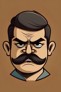 A moustachioed dad with angry look