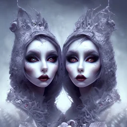 extrem tim burton style of evil stepsisters, sharp focus