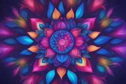 mandala bright blue purple pink, rainbow, light effect, lotus flowers, vaporwave colorful, concept art, smooth, extremely sharp detail, finely tuned detail, ultra high definition, 8 k, unreal engine 5, ultra sharp focus