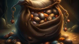 Fantasy digital illustration: beans in a old bag