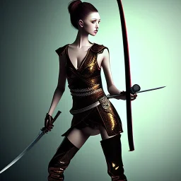 Beautiful women with katana sword